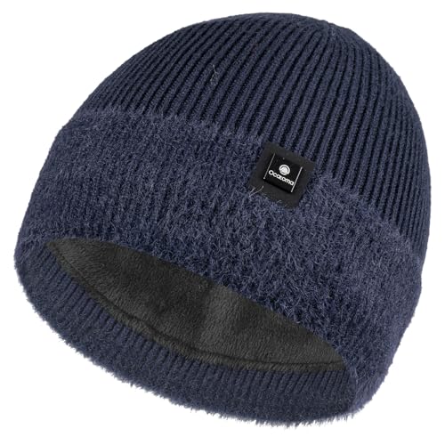 Ocatoma Beanie for Men Women Soft Knitted Cuffed Hat with Warm Lining - color: Navy