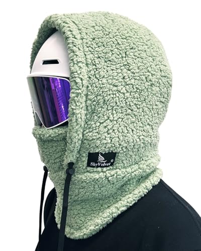 Shy Velvet Sherpa Hood Balaclava Wind-Resistant Ski Mask for Men and Women - color: Avocado Green