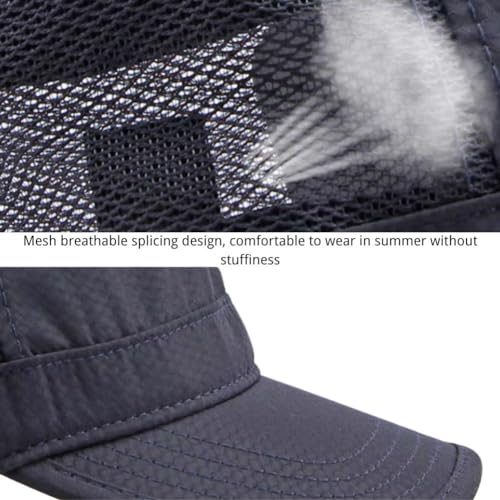 FASHIXD Mesh Military Hat for Men Summer Army Cap Quick Qry Short Bill Hat Cadet Cap - color: Dark Blue