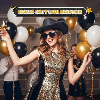4E's Novelty Cowboy Hat with feathers With Heart Shaped Sunglasses for Women, Felt Cowgirl Hat for Party Costume Dress Up - color: Black