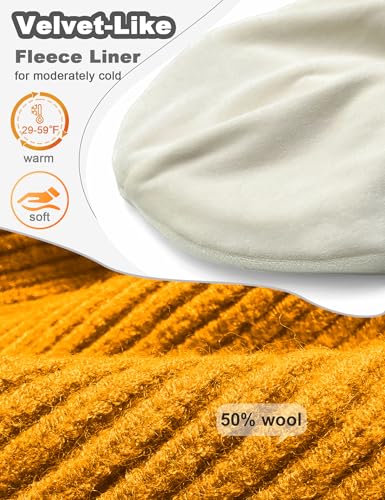 Fleece Lined Wool Short Fisherman Beanie Men Women Cuff Winter Hat - color: 1pc-yellow