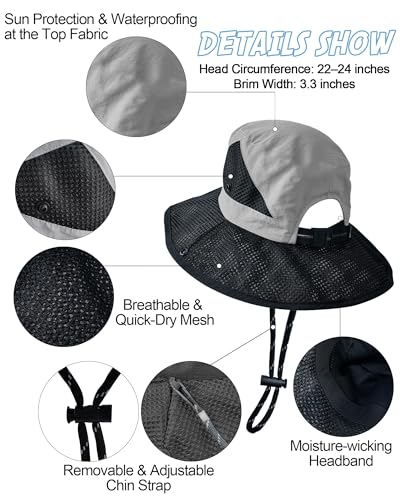 Women's Sun Hat with Ponytail Hole, Breathable Foldable Summer Hat with Shapeable Brim for Hiking Beach Gardening - color: Light Gray