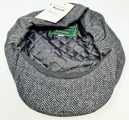 Traditional Men's Irish Flat Cap, 100% Wool Tweed, Made in Ireland - color: Grey, size: Medium