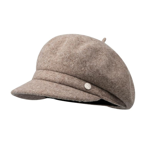 Wool Newsboy Hats for Women Classic Vintage Winter Warm Beret Hats 8 Panel Soft Retro Baker Boy Pageboy Cabbie Cap - color: Light Khaki