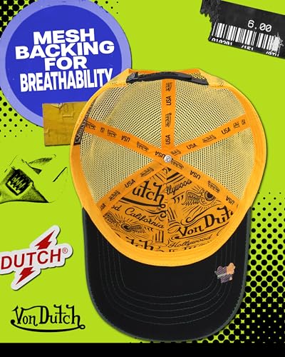 Von Dutch Unisex Trucker Hat, Colorblock, Mesh Back, Curved Bill, Snapback - color: Veranda