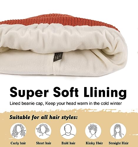 Wmcaps Winter Beanie for Men Women, Soft Warm Fleece Lined Knit Hat - color: Orange