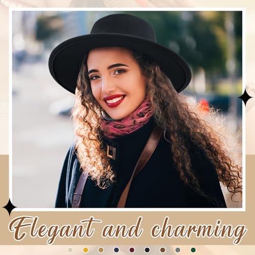 Hercicy Wool Fedora Hat for Women - color: Black, Wine, Dark Blue, Dark Green