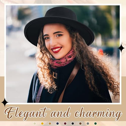 Hercicy Wool Fedora Hat for Women - color: Black, Wine, Dark Blue, Dark Green
