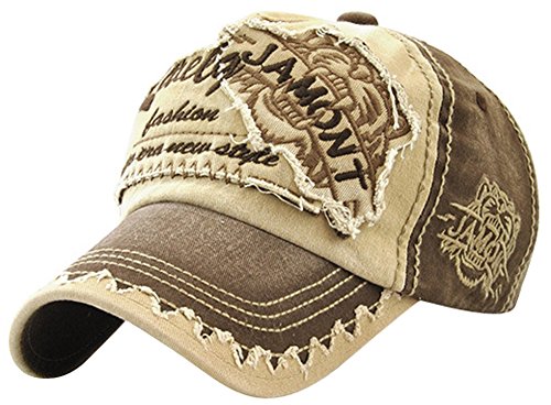 Vintage Distressed Washed Cotton Adjustable Baseball Cap Dad Hat - color: Brown