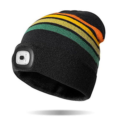 Classic Rechargeable LED Warm Knit Beanie Head Light Hat Headlamp for Outdoor Activities - color: Navigator