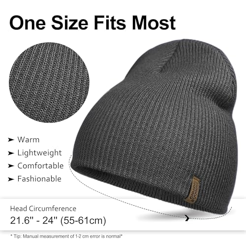 OUTDOOR SHAPING Unisex Knit Beanie Hat - Warm Durable Soft Skull Cap for Men & Women - color: Black