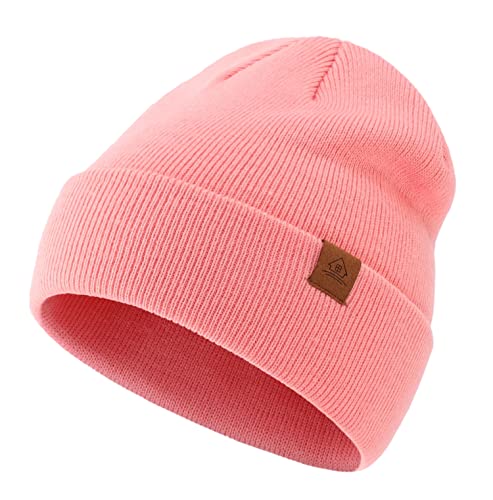 Home Prefer Warm Knit Cuffed Toddler Baby Beanie for Boys Girls Winter Hat for Kids Child Teens Christmas - color: Pink, size: 2-8 Years