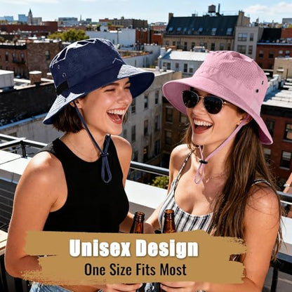 Sun Bucket Hat for Men Women Fishing Beach Safari Hats for Golf Hiking Hunting Outdoor UPF 50+ - color: Pink