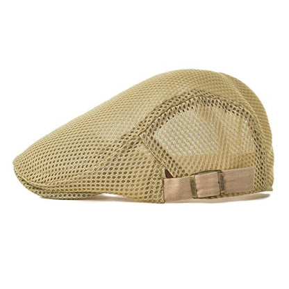 VOBOOM Men Mesh Newsboy Flat Cap Ivy Cabbie Newsboy Cap - color: Khaki