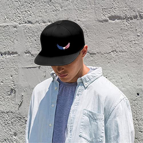 Snapback Hats for Men Flat Bill Black Adjustable Baseball Cap Trucker Hat for Dad American Flag Pirate Skull Caps Cool - color: Eagle Usa Flag