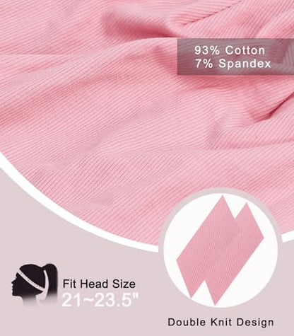 Slouchy Beanie for Women Men Thin Knit Winter Hat 93% Cotton Beanies - color: Pink