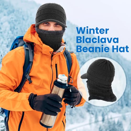 Clothclose Winter Balaclava Beanie Hat Knit Thermal Ski Mask for Men Women - color: Grey