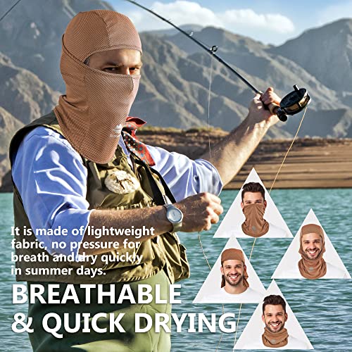Balaclava Ski Mask, Sun Protection Breathable Face Cover Men Women - color: Grey+brown