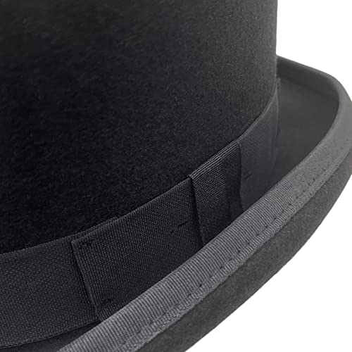 Black Bowler Hat for Men 100% Wool Derby Hat Mens Dress Hat Fedora Hats for Men Top Hat for Costumes - size: Medium