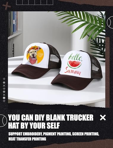Tarpop 10 Pcs Sublimation Blank Trucker Hats Bulk - color: Coffee and White