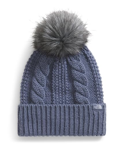 THE NORTH FACE Women's Oh Mega Fur Pom Beanie | Deep Fit Cuffed Winter Hat With Oversized Faux-fur Pom & Cable Detailing - color: Twilight Galaxy
