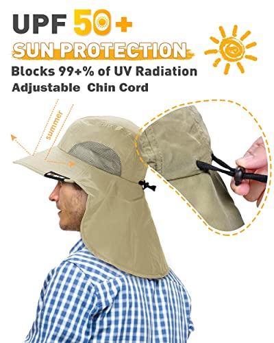 Tirrinia Neck Flap Fishing Safari Cap for Men - color: #Olive