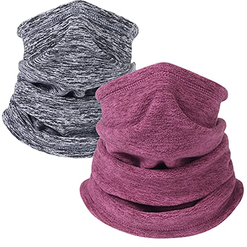 Winter Thermal Neck Warmer/Neck Gaiter Face Scarf/Face Cover Winter Ski Mask - Cold Weather Balaclava - color: Gray+ Watermelon Red