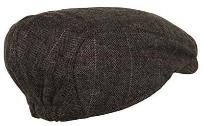 Wonderful Fashion Men's Herringbone Wool Tweed Newsboy IVY Cabbie Driving Hat - color: Plaid Brown