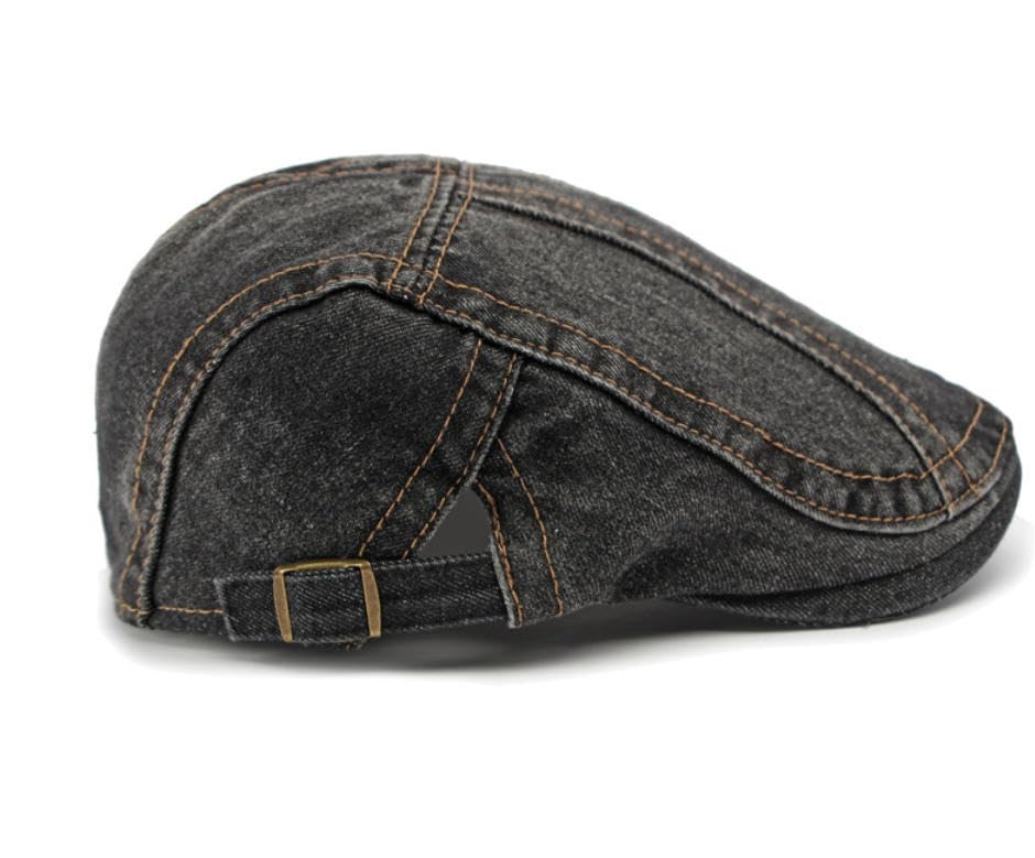 Newsboy Hats Flat Ivy Gatsby Cabbie Driving Denim Berets Cap for Men Women - color: Black
