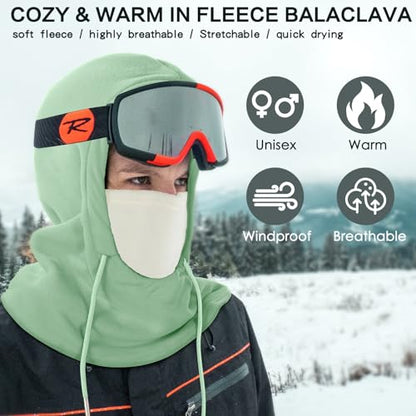 Achiou Ski Mask, Winter Balaclava Warm Windproof Face Cover Men Women - color: Green