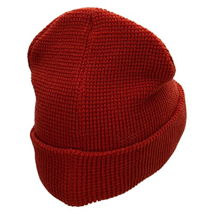 Waffle Knit Cuff Beanie - color: Rust