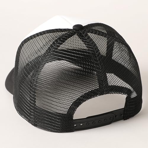 MIRMARU 5 Panels Blank Foam Front Two Tone Solid Trucker Mesh Back Baseball Cap with Adjustable Snapback Strap - color: Two Tone-black/White