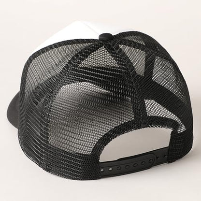 MIRMARU 5 Panels Blank Foam Front Two Tone Solid Trucker Mesh Back Baseball Cap with Adjustable Snapback Strap - color: Two Tone-black/White