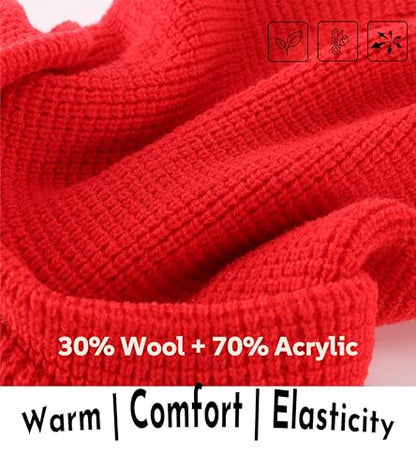Home Prefer Mens Wool Blend Winter Hat Double-Layer Warm Knit Pre-Curve Visor Beanie Brimmed Beanies Hat for Men Women - color: Red