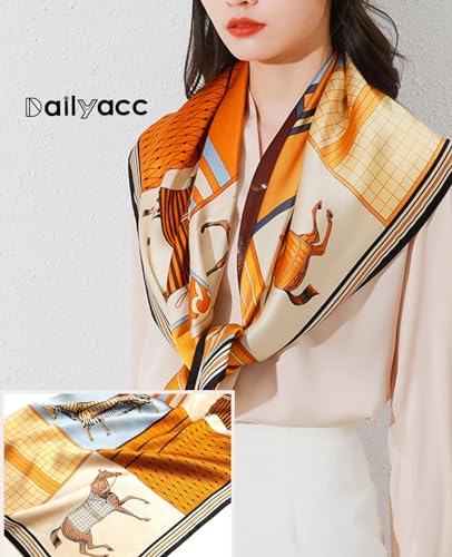 Dailyacc Hair Bandanas Scarf For Women Lightweight Fashion Neck Silk Satin Head Scarves For Sleeping Handbags Scarf - color: 19-win Instant Success/27.5*27.5in