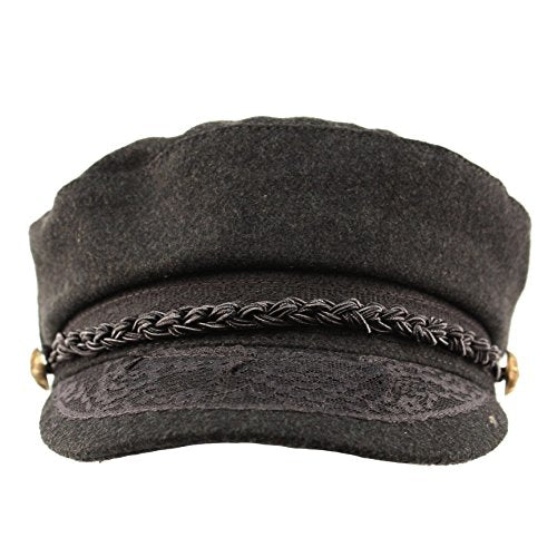 EPOCH Men's Greek Fisherman Sailor Fiddler Winter Wool Driver Hat Flat Cap - color: A Charcoal, size: Small-Medium