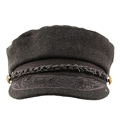 EPOCH Men's Greek Fisherman Sailor Fiddler Winter Wool Driver Hat Flat Cap - color: A Charcoal, size: Small-Medium
