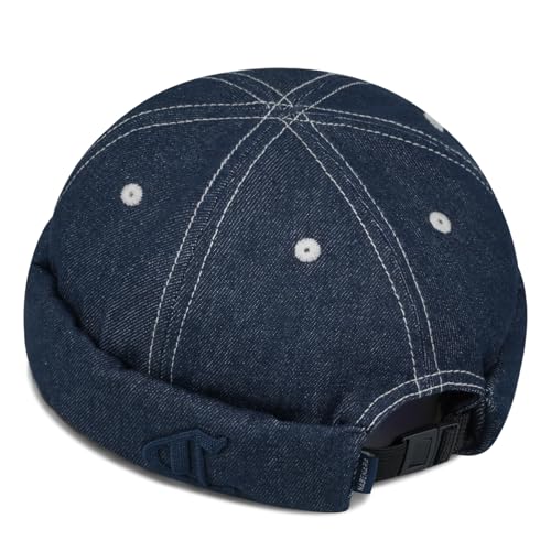 Clakllie Warm Brimless Hat Knitted Skull Cap Docker Hat Soft Beanie Worker Hat Rolled Cuff Sailor Fisherman Leon Hat - color: Cdus-hbmh1-navy Blue