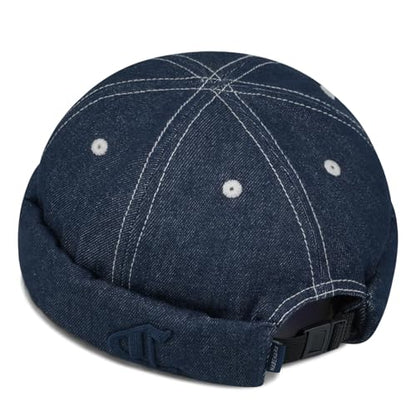 Clakllie Warm Brimless Hat Knitted Skull Cap Docker Hat Soft Beanie Worker Hat Rolled Cuff Sailor Fisherman Leon Hat - color: Cdus-hbmh1-navy Blue