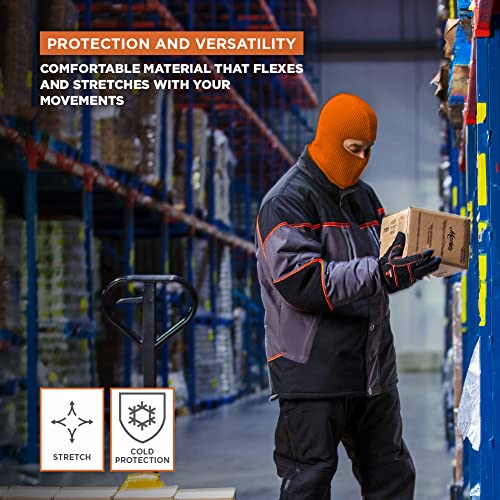RefrigiWear 2-Layer Acrylic Knit Open-Hole Balaclava Face Mask, High Visibility - color: Orange