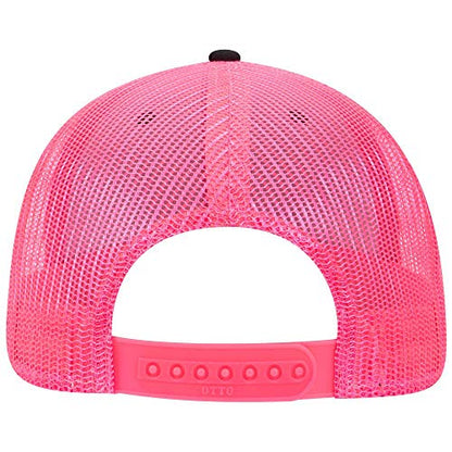 OTTO 6 Panel Low Profile Contrast Vertical Mesh Back Cap - color: Blk/Blk/N.pnk