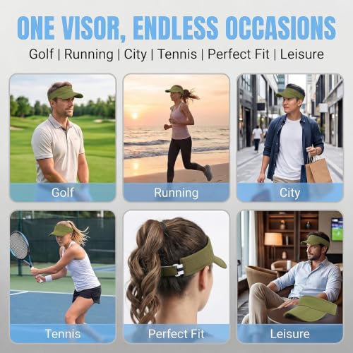 Sun Visors for Women Men Adjustable Folding Cap Running Golf Tennis - color: Green