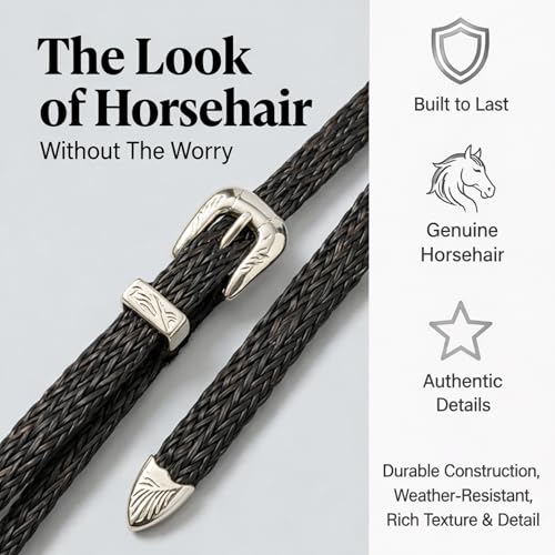 Gamboa Horsehair Hat Band for Cowboy Hats - color: Black and Metal