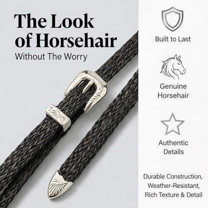 Gamboa Horsehair Hat Band for Cowboy Hats - color: Black and Metal