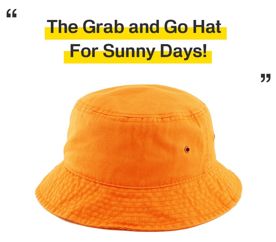 KBETHOS® 100% Cotton Washed Bucket Hat - color: Orange, size: Large-X-Large