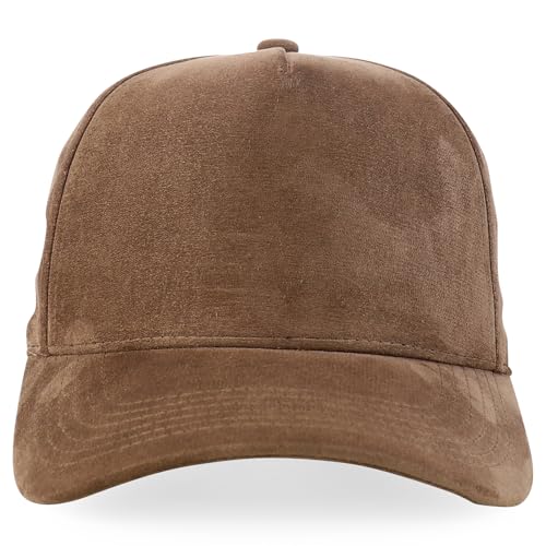 Trendy Apparel Shop 5 Panel Structured Soft Suede Snapback Ball Cap - color: Brown