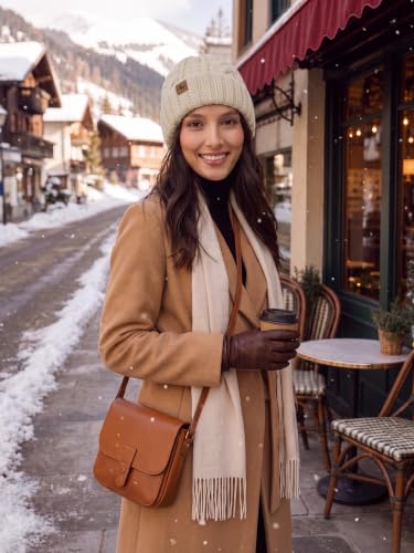 Winter Hats for Women Cable Knit Chunky Skull Cap Fleece Lined Thick Fold Cuff Beanie hat - color: Neutral Grey, style: Wheat Spike