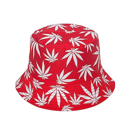 Punk Black Green Red Leaf Weed Fisherman Caps Bucket Hats Hip Hop Gorro Outdoor Men - color: Black Pink