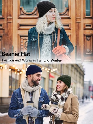 Wool Short Fisherman Beanie for Men Women Double Cuffed Skull Caps - color: 1pcs-navy Blue