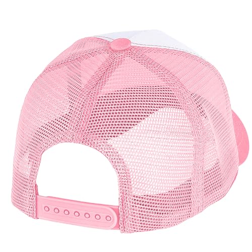 Falari 5-Panel Mesh Baseball Cap, Trucker Hat, Structured Plain Design, Cotton, Adjustable Size - color: 1pk Pink